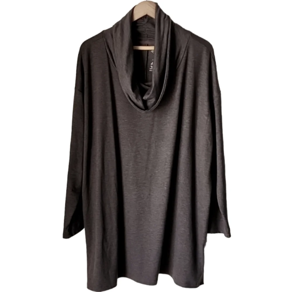 ST JOHNS BAY Gray Cowl Neck Knit Top 2X 3X Heathered Long Sleeve Sweater